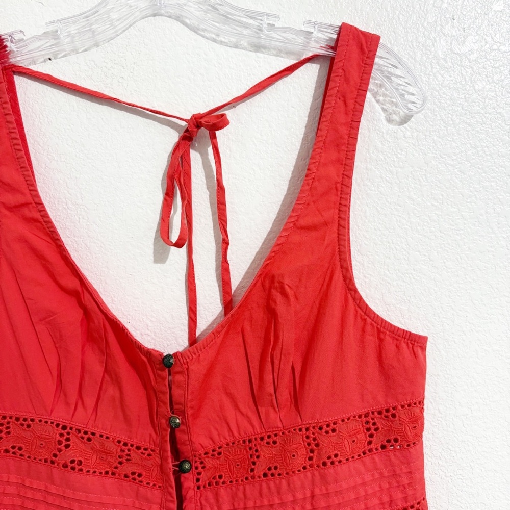 Free People Kianna Lace Button Front Tank in Radiant Watermelon - Picture 7 of 11